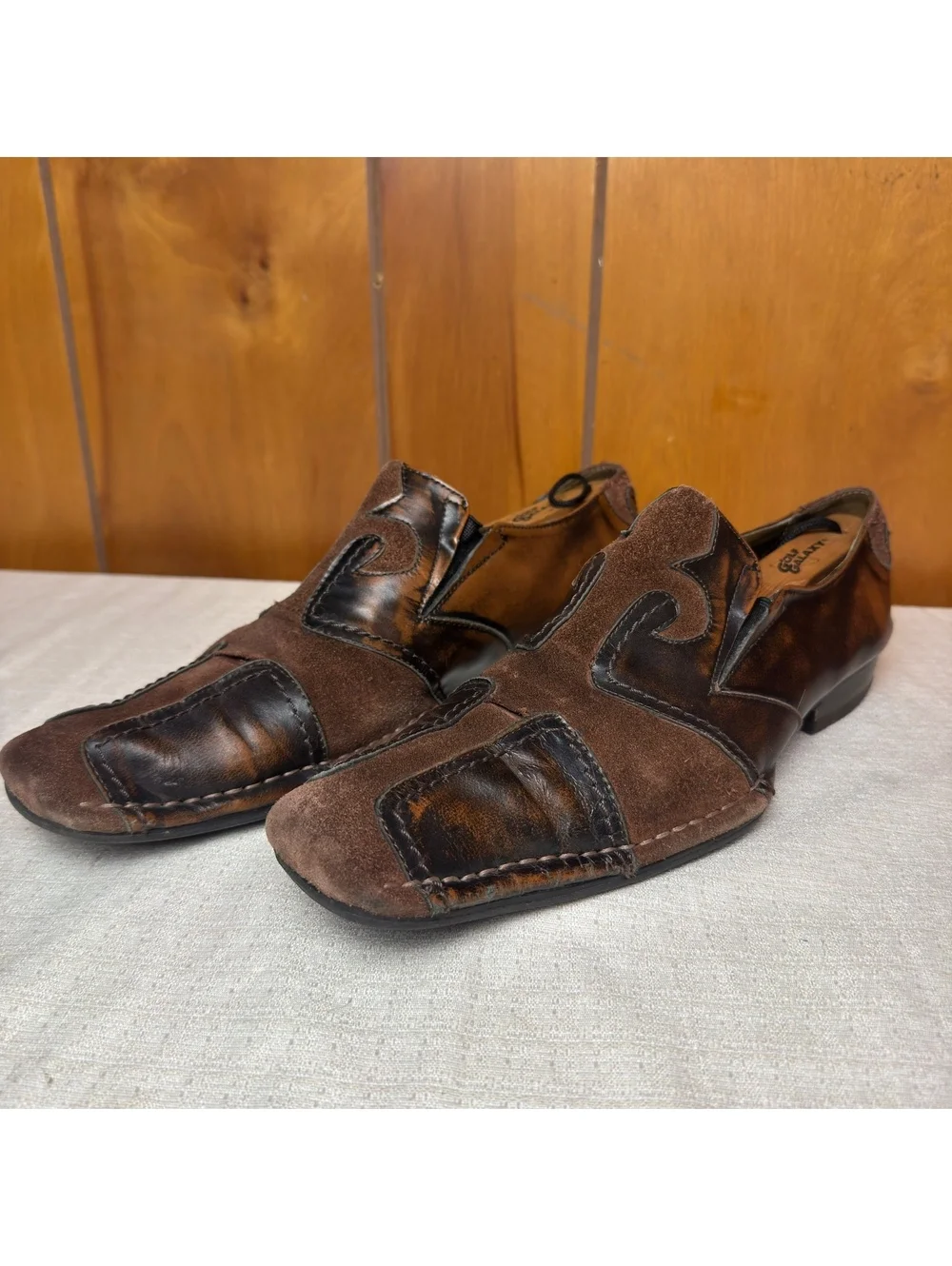Robert Wayne Leather Suede Slip On Loafers Men Size 10 Western Boho Shoes